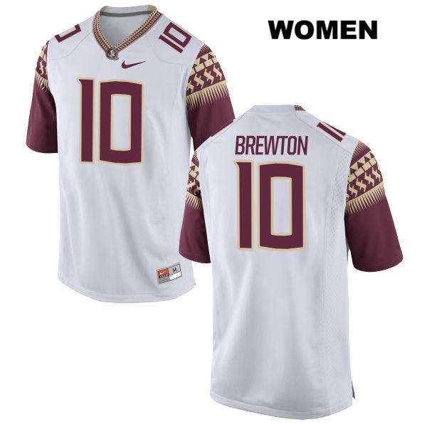 Women's NCAA Nike Florida State Seminoles #10 Calvin Brewton College White Stitched Authentic Football Jersey CFO6469VZ
